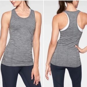 Athleta Speedlight Gray Racerback Tank Top Ruched Side Size Small